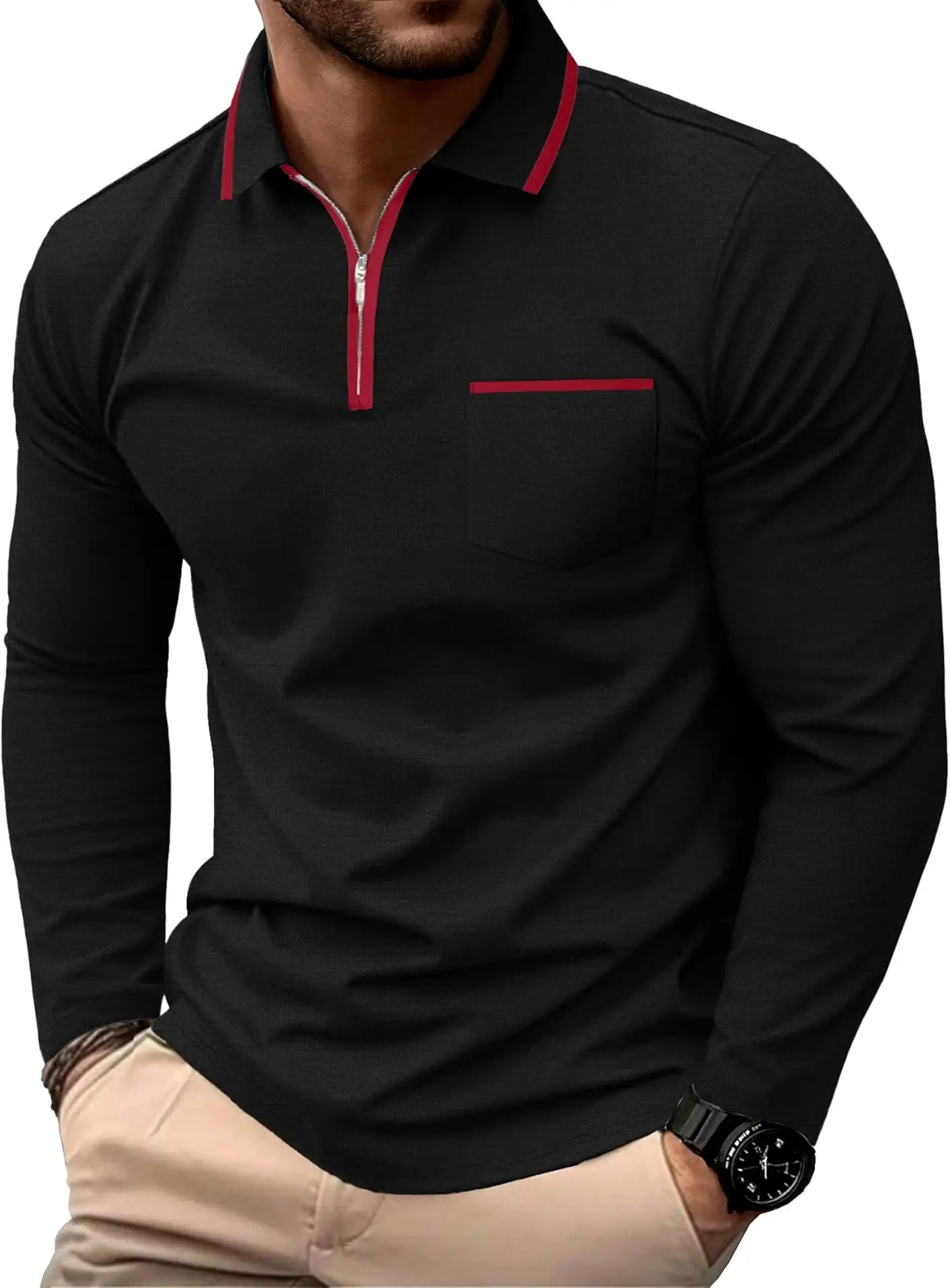 Mens Long Sleeve T-Shirt - Soft Comfortable V Neck Full Sleeve T Shirts for Men
